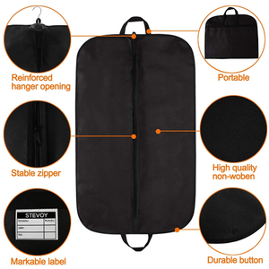 Custom con Logo tasca con cerniera in tessuto Oxford in tessuto Non tessuto borsone <span class=keywords><strong>da</strong></span> <span class=keywords><strong>viaggio</strong></span> copertura borse indumento per abito camicia cappotto - Product Image 6