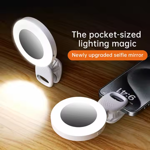 Fotografía de teléfono móvil Transmisión en vivo Belleza Luz de relleno Portátil Mini <span class=keywords><strong>Moonlight</strong></span> Espejo Circular LED Luz de bolsillo con clip - Product Image 3