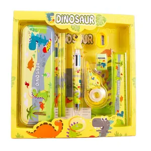 Großhandel Custom 7 In 1 Schüler Pen Box Korrektur band Set Geschenk box Cartoon Kinder Briefpapier Set