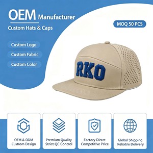 For <b>Men</b> Custom White 5 Panel Embroidery logo Performance Laser Cut Holes <b>Flat</b> Brim Golf <b>Cap</b> Quick Dry Snapback Hats Wholesale - Product Image 1