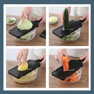 Zenidoo Hachoir à légumes multifonctionnel en acier inoxydable, trancheuse et râpe manuelle 32x10cm, facile à nettoyer, pour chou, pommes de terre, concombres - Product Image 4