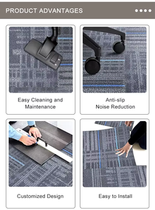 Dalles <span class=keywords><strong>de</strong></span> moquette carrées en polyester non tissé robustes, fabriquées à la machine, à boucles, nouveauté, en latex antidérapant, extra épaisses, vente en gros - Product Image 5