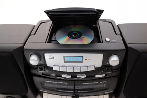 Sistema estéreo de doble cassette, radio FM portátil blanca, grabación de alta velocidad, equipo de audio continuo/amplificador de potencia/altavoz - Product Image 6