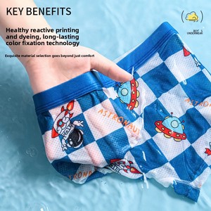 Boxers pour garçons Astronaut en soie glacée, polyester 90% et élasthanne 10%, séchage rapide, doux, coupe quatre coins - Product Image 2