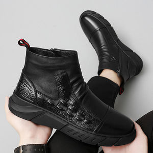 Bottes <span class=keywords><strong>Chelsea</strong></span> Montantes Noires Bon Marché Taille 39-44 en Cuir PU pour Homme - Product Image 3