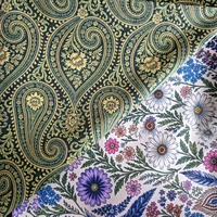 Tissu popeline de coton léger, imprimé réactif traditionnel pour chemises et vêtements de mode