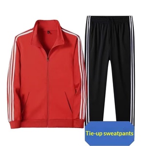 Conjunto Deportivo de Primavera/Otoño para <span class=keywords><strong>Hombre</strong></span>, Chaqueta Delgada con Tres Rayas y Cordón Ajustable, Dos Piezas, para Correr al Aire Libre - Product Image 1