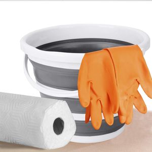 Seau pliable en silicone 10L 15L pour lavage, pêche, camping, plage, seau à eau pliable en plastique 10 litres - Product Image 2