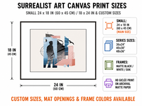 Impression sur toile abstraite avec cadre, passe-partout blanc, bleu rose, pour hôtel, salon, mur