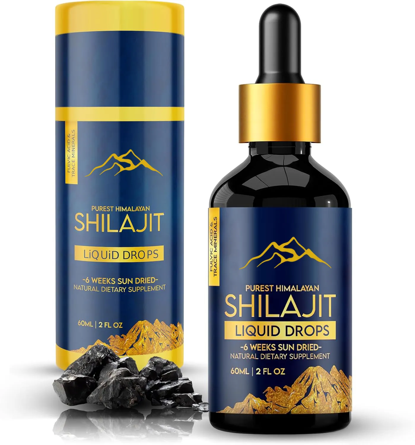 Özel etiket en saf himalaya Shilajit sıvı damla Shilajit reçine + 85 eser mineraller fulvik asit damla