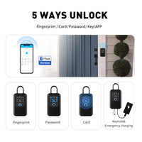Boîtier de clés intelligent numérique mural étanche IP65 avec capteur de porte, empreinte digitale, mot de passe, carte, bouton physique, Tuya, Ttlock et Cloud