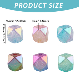 Loose <b>Beads</b> Popular Design Color Electroplating Polyhedral Acrylic Loose <b>Beads</b> DIY Handmade Straight Hole Jewelry Accessories - Product Image 2