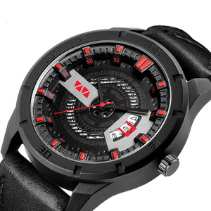 Racing Inspired Mens Sport Watch Rotating Gear Dial Black Case Leather Band Timepiece - Product Image 5