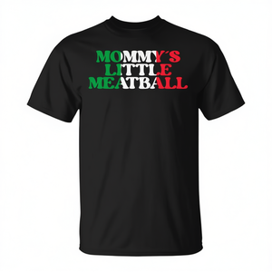 T-shirt unisexe pour adulte avec citation italienne « Mommy's Little Meatball » noir - Product Image 2