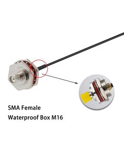 Coaxial 1,13 Cable Ufl a SMA Hembra Caja impermeable M16 Cable coaxial de baja pérdida - Product Image 3