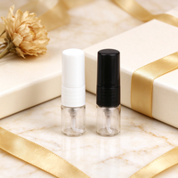 Atomiseur de parfum rechargeable en verre transparent de 1 ml pour la vente en gros, mini flacon de voyage avec capuchon noir/blanc et pulvérisateur à brume fine