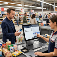 Terminal de point de vente Android Longfly S1 et caisse enregistreuse, couleur noire, écran tactile capacitif, processeur Intel I3, résolution 1366x768