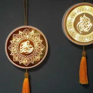 2023 Neue Mode Eid Ramadan Dekoration LED Wandbehang Mehrere Muster Runde Wand Muslim Home Eid Mubarak Dekorative Geschenke