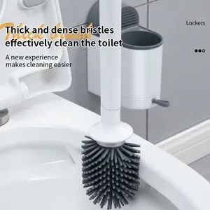 Nieuwe Siliconen Toiletborstel En Houder Set Aan De Muur Of Vloerstaand Met Comfortabel Handvat Voor Het Reinigen Van Badkamers