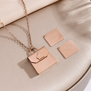 Colgante de sobre único en acero inoxidable PVD en blanco <span class=keywords><strong>para</strong></span> grabado láser, joyería personalizada, regalo de aniversario - Product Image 6