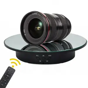 20cm Rechargeable Rotating Display Stand 360 Degree Photography Turntable with Remote Control with 5 PVC Backgrounds