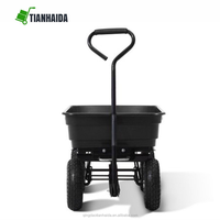 Chariot de jardin pliable en plastique et acier de grande capacité 85L, chariot à benne basculante OEM pour usage extérieur, jardin et ferme