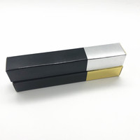 Boîte carrée en papier kraft noir et or personnalisée 18*18*123mm, vide, pliable, en carton, pour le rangement de gloss à lèvres, de cils et de mascara, emballage