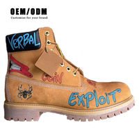 Bottes de sécurité marron personnalisées OEM, bottes de moto en cuir véritable, chaussures de travail de sécurité, bottines