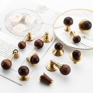 French Style <b>Walnut</b> <b>Cabinet</b> Handle Brass Round Drawer Knob Single Hole Durable Furniture Hardware - Product Image 4