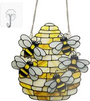 Décoration murale en verre teinté abeille - Panneau acrylique 2D à suspendre pour fenêtre, cadeaux d'anniversaire pour maman, grand-mère, tante, sœur, amoureuse des abeilles