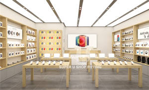 Arredamento per Negozio di Telefonia <span class=keywords><strong>Mobile</strong></span>, <span class=keywords><strong>Design</strong></span> d'Interni per Negozio di Cellulari, Tavolo Espositivo per Telefoni in Vendita - Product Image 2