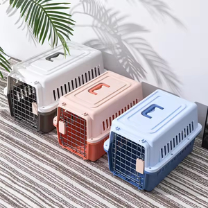<span class=keywords><strong>Cage</strong></span> d'expédition de transport de petits animaux en plastique coloré transporteur pour animaux de compagnie aérienne pour chiens et chats boîtes de transport extérieures - Product Image 4