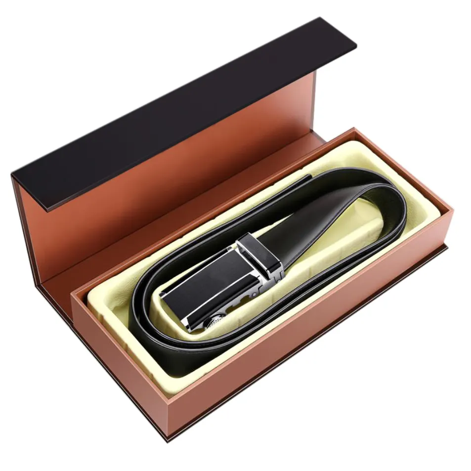 Caixa de presente de couro luxuosa personalizada, caixa de embalagem para cinto