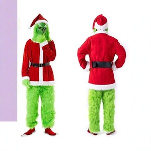 Costume de cosplay Grinch, monstre vert, costume de Noël, fourrure complète avec masque et gants - Product Image 4