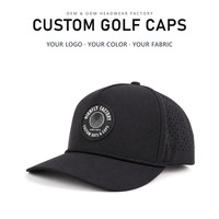 Casquette de golf sportive imperméable 5 panneaux Highfly personnalisée avec perforations laser respirantes, casquette de baseball haute performance, usine OEM ODM