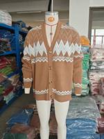 Mode Herren Classic Soft Knitted Polyester Cardigan Pullover Front Logo Solid Pattern Atmungsaktiv für die Wintersaison