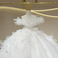 Robe de mariée élégante Jancember JFH118, style robe de bal à épaules dénudées, avec volants et plumes