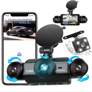 Caméra embarquée 360° pour voiture, écran 3 pouces, 4 canaux HDR, <span class=keywords><strong>dashcam</strong></span> 1080P, boîte noire pour voiture, vision nocturne, WiFi, capteur G, 4 caméras avant et arrière - Product Image 1