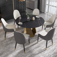 Table à manger moderne de luxe Voxhome, table à manger en céramique italienne et marbre avec chaises, qualité designer villa
