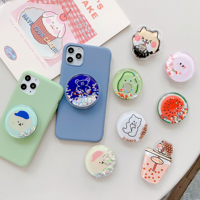 Support de téléphone portable personnalisé en sable mouvant liquide, pliable, design de dessin animé, 3d