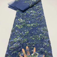 Nouveau tissu en dentelle avec broderie florale, tissu en tulle africain, tissu perlé, dentelle transparente de luxe pour mariée