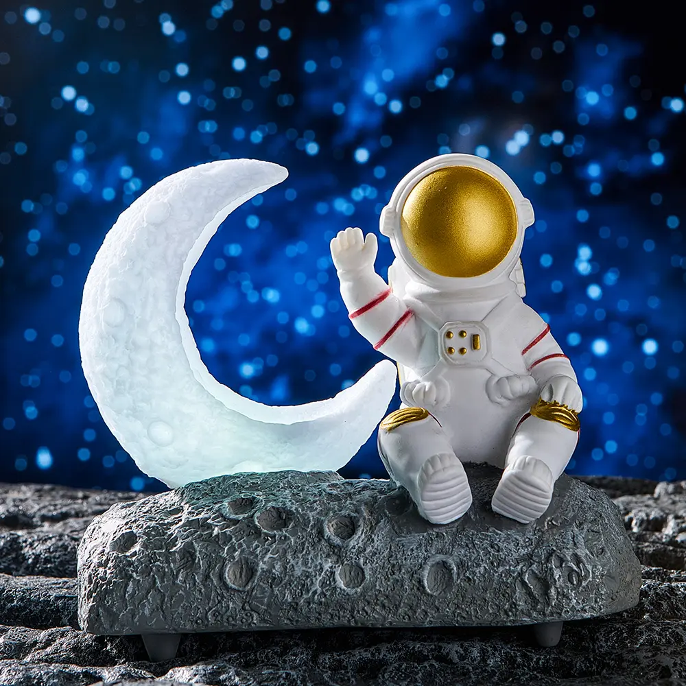 Altoparlante per astronauta con luce notturna della luna in plastica per decorazione della casa creativa