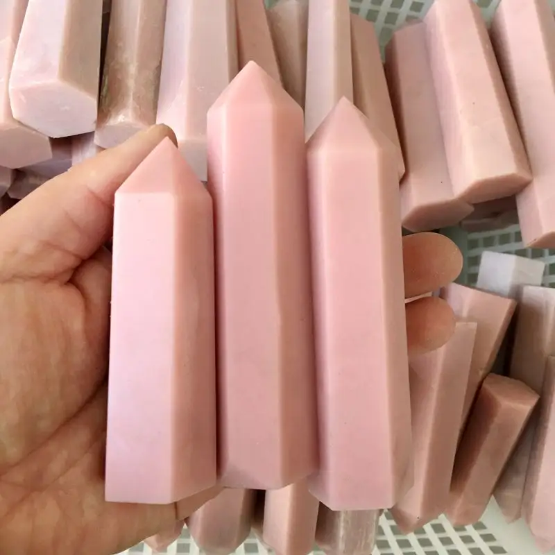 Natürlicher Quarz kristall Obelisk Heils tein Zauberstab rosa Pulver Opal Punkt für die Dekoration