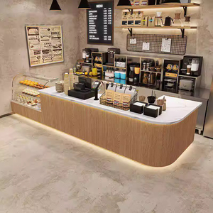 Bancone Bar Personalizzabile in Legno per Caffè e Bubble Tea, per Centri Commerciali e Supermercati, <span class=keywords><strong>Design</strong></span> Ecologico e Resistente con LED per Negozi al Dettaglio - Product Image 3