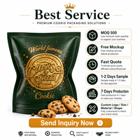 Sachet personnalisé refermable pour biscuits, pochette verticale en plastique scellée avec fermeture éclair pour emballage de bonbons et biscuits