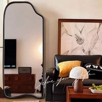 Miroir mural asymétrique en forme de nuage irrégulier Art Déco tendance 2025, miroir unique en verre ondulé noir, décoration intérieure pour salon et chambre