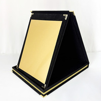 Plaque de certificat de boîte en velours pliable verticale noir bleu rouge jaune avec plaque en or MH-J0669