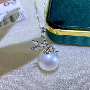 Colgante de Plata S925 con Estilo de Ángel, Cuentas Redondas de 8-11 mm, Accesorios de Perlas para DIY 3487 - Product Image 4