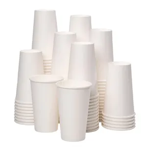 Design Paper Coffee Cups 16oz Disposable Printed Paper Single Wall Coffee Tea Cups