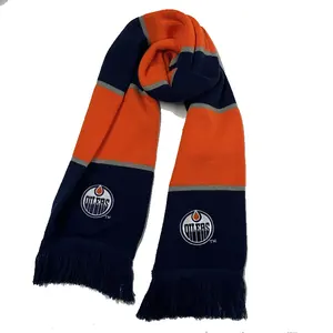 China factories cheap price wholesale sport designer style custom winter acrylic scarf polyester custom design soccer scarves